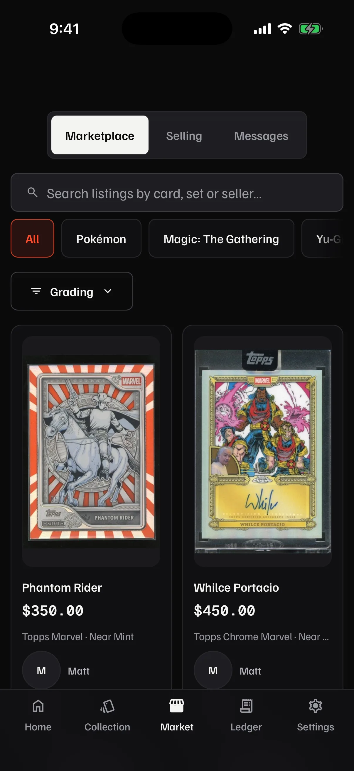 Marketplace — List cards and browse what others are selling